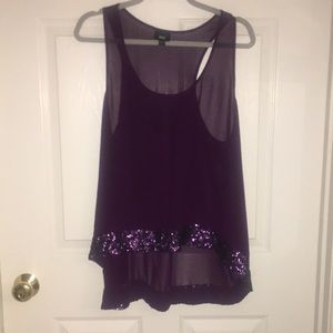 Sheer sleeveless tunic with sequins